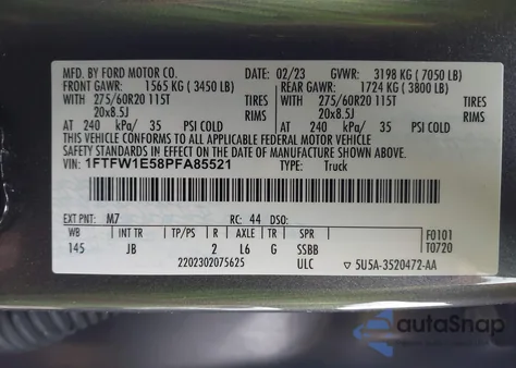 2023 Ford F-150 Xl z USA, uszkodzony, nr VIN 1FTFW1E58PFA85521